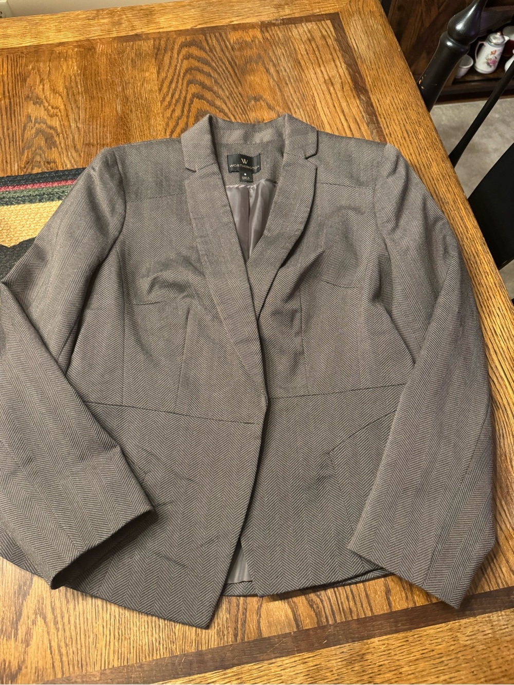 Worthington Gray Herringbone Tailored Blazer